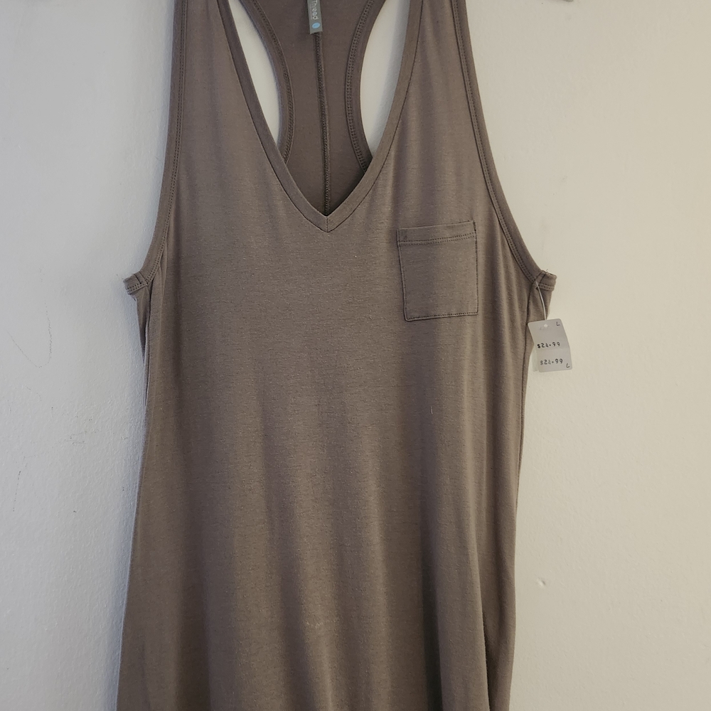 Color Thread V-neck Racerback Tank Maxi Dress Size:L Color: Taupe - Picture 8 of 15